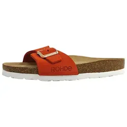 Rohde Damen Leder Pantoletten Alba 5589 - Pantoletten für Damen mit weichem Leder-Obermaterial und anpassbarer Schnalle für optimalen Halt. Das Leder-Tieffußbett sorgt für höchsten Laufkomfort.