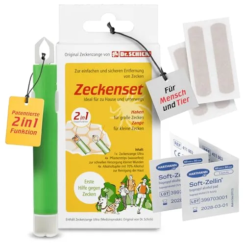 Dr. Schick Zeckenset für Menschen [9-tlg. Erste-Hilfe-Set zur Zeckenentfernung]