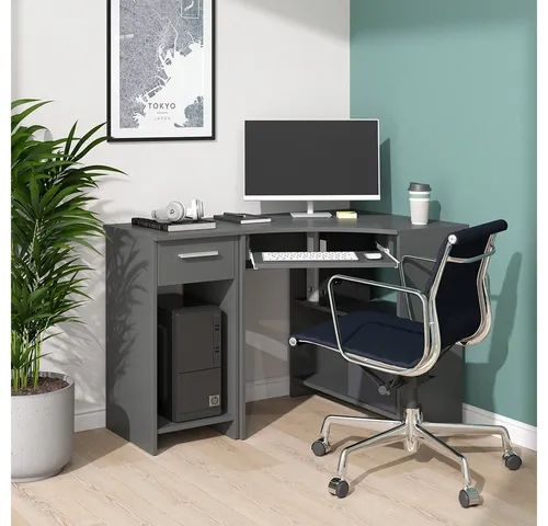Vicco Eckschreibtisch Odin, Anthrazit 83x76 cm - Eckschreibtisch aus stabiler Spanplatte, ideal für platzsparendes Arbeiten mit praktischer Tastaturablage und modernem Design.
