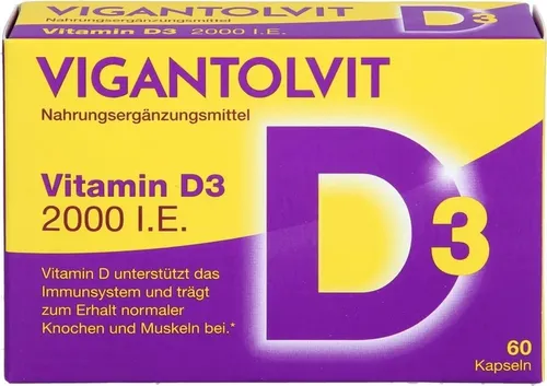 VIGANTOLVIT 2000 I.E. Vitamin D3 Weichkapseln 60 St - Nahrungsergänzungsmittel mit hochdosiertem Vitamin D3, unterstützt das Immunsystem und fördert die Knochengesundheit.