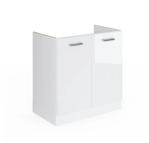 Vicco Spülenunterschrank R-Line, 80 cm in Weiß Hochglanz - Spülenunterschrank in modernem Design, bietet mit 2 Türen und 1 Einlegeboden praktischen Stauraum für Ihre Küche.