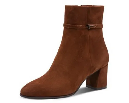 Stiefelette TAMARIS, Damen, Gr. 37, braun (muscat) - Elegante Stiefelette aus Ziegenveloursleder mit Blockabsatz und Touch it-Ausstattung für optimalen Komfort. Ideal als Business- oder Abendschuh.