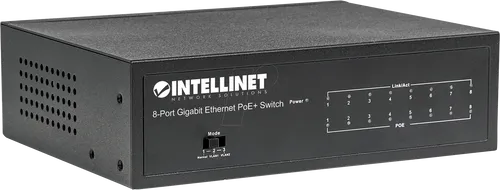 INT 561204 - 8-Port Gigabit Ethernet PoE+ Switch - Netzwerk-Switch mit 8 Gigabit-Ports und 60 W PoE+ Unterstützung. Ideal für die Stromversorgung von IP-Kameras und VoIP-Telefonen, spart Installationskosten durch Power over Ethernet.