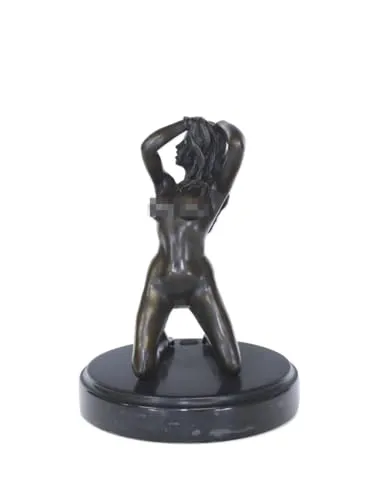 Antike Fundgrube Bronze Figur Einer erotischen Frau kniend | Figur Skulptur Dekoration | 16x21 cm (9416)