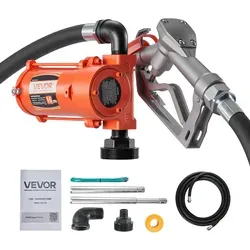 VEVOR Kraftstoffpumpe, 12 V DC, 57 L/min, Dieselpumpen-Set aus Gusseisen, mit manueller Düse, Förderschlauch, Überhitzungsschutz, Stromkabel, explosionsgeschützt, für Benzin, Diesel & Kerosin