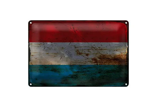 Roomando Metallschild Flagge Luxemburg 18x12cm Flag Luxembourg Rost