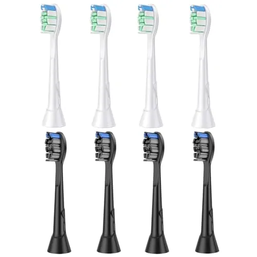 Stücke Ersatzbürsten kompatibel mit Philips Sonicare Elektrische Zahnbürste, 4 Schwarze und 4 Weisse Zahnbürstenköpfe 8
