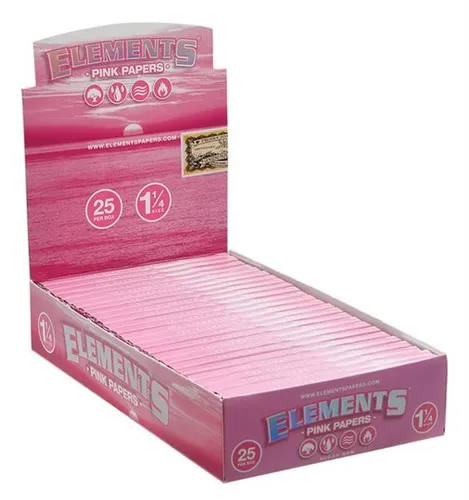 Box Elements PINK 1 1/4 Papers kurzes Zigarettenpapier 25 Heftchen Display 1