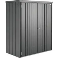 Biohort Geräteschrank 150, Dunkelgrau - Kompakter Metallschrank für Garten & Werkzeuge, bietet viel Stauraum und ist 20 Jahre wartungsfrei – ideal für platzsparende Aufbewahrung.