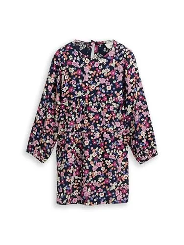 TOM TAILOR Mädchen Mini-Kleid mit Blumenmuster - Kleider für Mädchen aus fließender Viskose mit elastischem Gummibund, nachhaltig aus FSC-zertifiziertem Holz, ideal für einen lässigen Look.