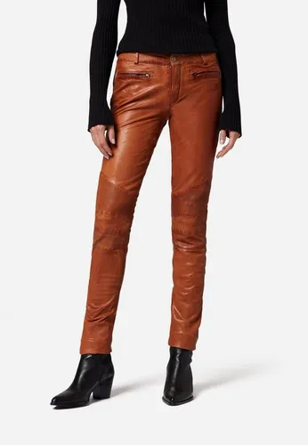 RICANO Lederhose Donna Lederhose mit Biker-Elementen als Low Waist