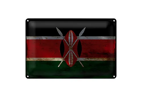 Roomando Metallschild Flagge Kenia 18x12cm Flag of Kenya Rost