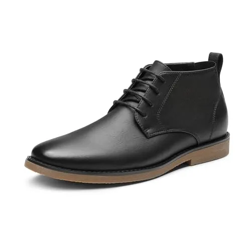 Bruno Marc Herren Chukka Boots - Wasserdichte Lederstiefel in Schwarz, Größe 44.5 - Herren-Stiefel mit langlebiger PU-Oberfläche, die mühelos frisch bleibt. Ideal für Alltag und besondere Anlässe, bietet Komfort und Flexibilität dank leichter EVA-Zwischensohle.