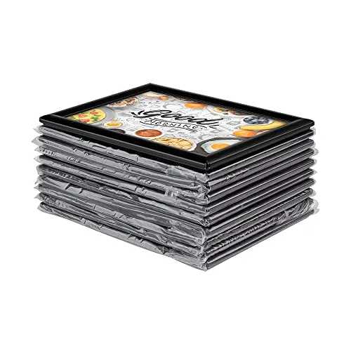 Generisch Vorteilspack 10 x Klapprahmen DIN A4 - Aluminium/Kunststoff schwarz matt - Ideal für Fotos und Poster - Praktisches 10er Set Klapprahmen für einfache Bildwechsel. UV-stabilisierte Abdeckfolie schützt vor Verfärbungen und sorgt für klare Sicht. Ideal zum Aufhängen oder Abhängen, sowohl im Hoch- als auch Querformat.