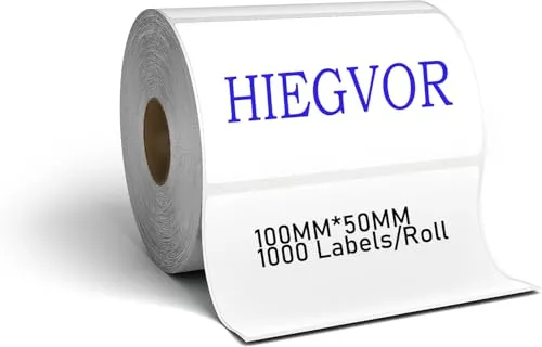 Etiketten Selbstklebender Etikettenband, Multifunktionales Wasserfeste Etiketten Selbstklebend Etikett für Haushalt, Büro, Küche und Marmelade, Weiß (100 mm x 50 mm(1000 /Rolle))