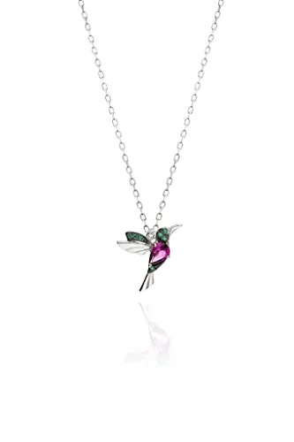 Einzelstück Kolibri Kette mit Anhänger - Ketten mit Anhänger aus 925 Sterling Silber, mit funkelndem Glitzerstein, perfekt als Geschenk in edler Verpackung.