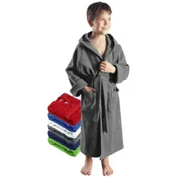Arus Kinder-Bademantel mit Kapuze, Grau, 100% Baumwolle - Bademantel für Jungen und Mädchen, kuschelig weich und atmungsaktiv, ideal nach dem Sport, in verschiedenen Farben und Größen erhältlich.