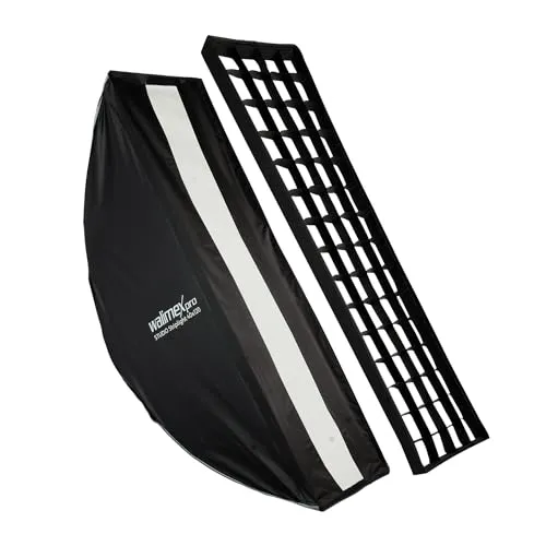 Walimex pro Studio Striplight Softbox 40x120cm, um 360° drehbar, einfacher Aufbau Dank Schirmfunktion, inkl. Grid, Maske, Bowens Adapter und Transporttasche, ideal für Produkt- und Peoplefotografie