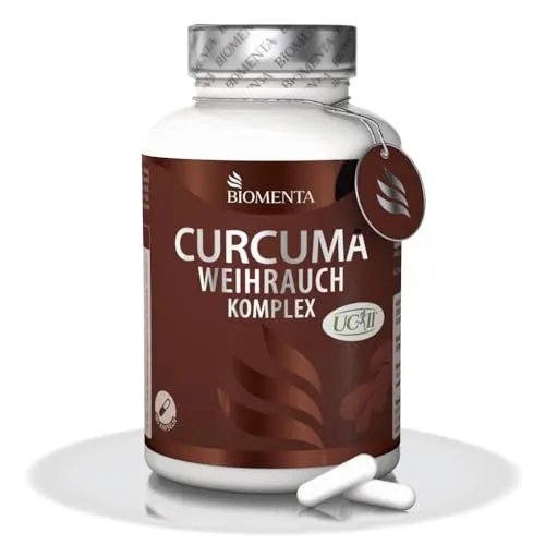 BIOMENTA Curcuma Weihrauch Kapseln hochdosiert - 185 Stück - 500mg Curcuminoide - Hochdosierte Kapseln mit Curcuma- und Weihrauchextrakt, ergänzt durch wichtige Vitamine und Mineralstoffe. Ideal für eine bewusste Ernährung und zur Unterstützung der täglichen Vitalität.
