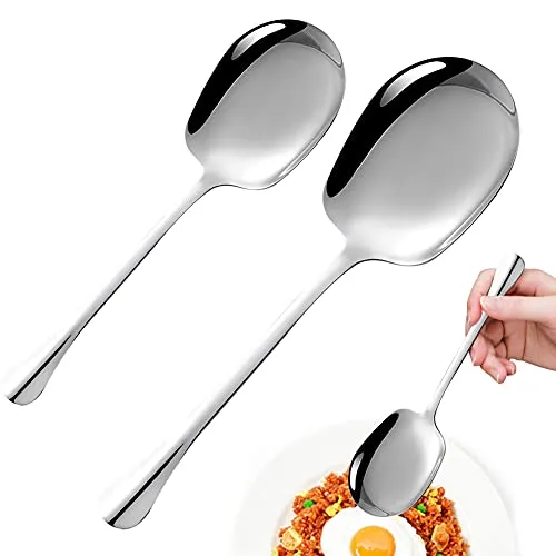 Servierlöffel aus Edelstahl,2 PCS salatbesteck edelstahl,Gewöhnlicher reislöffel für Hotelrestaurants,25cm und 20cm serving spoon,auffülllöffel,Geeignet für Küche und Esszimmer