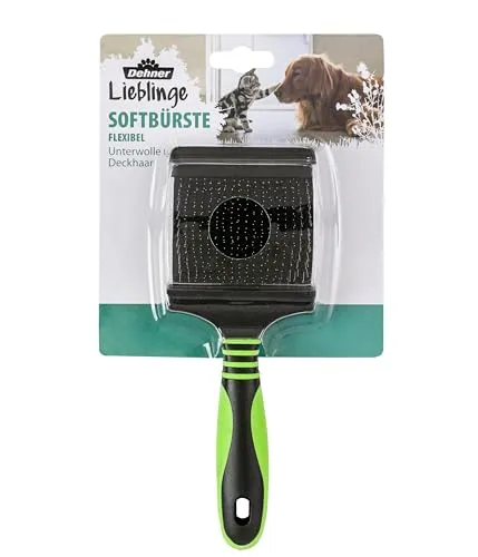 Dehner Hunde- und Katzenfellpflege, Flexible Softbürste, beidseitig verwendbar, Kunststoff