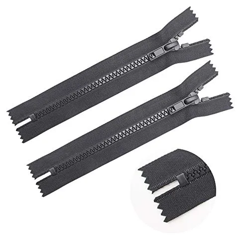 ByaHoGa 2 Stück 15 cm Reißverschluss Kunststoff Schwarz 5mm Nicht teilbar für Tasche DIY Nähen Craft (RZ-CE)