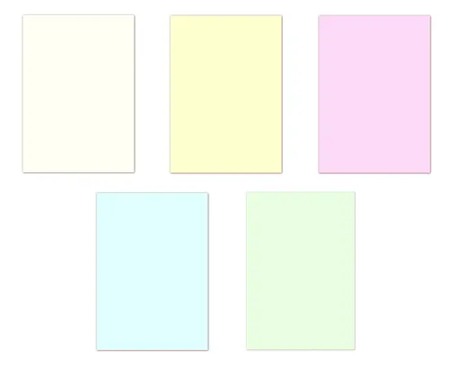 5x20 Blatt Buntpapier Pastell DIN A4 Creme, Gelb, Rosa, Blau, Grün (LCP-118)