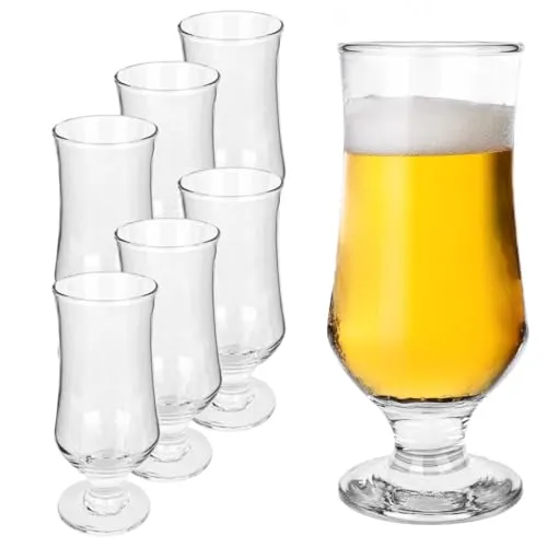 KADAX Biergläser, 6er Set, 360 ml, Trinkgläser aus Glas, Wassergläser, Saftgläser mit Fuß, Gläser für Wasser & Bier, Cocktailgläser, Getränkegläser (Modell 1)