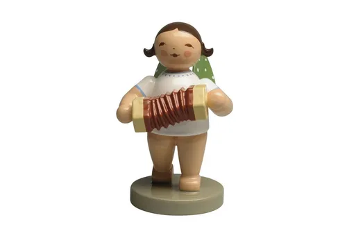 Wendt & Kühn Engel mit Konzertina - Figuren: Handgefertigter Engel mit Konzertina, perfekt für Sammler und Liebhaber traditioneller Holzkunst.