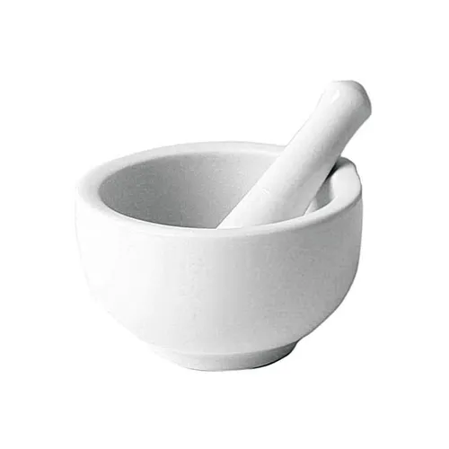 Mörser mit Schale, aus Keramik, Ø 8 cm, weiß, 2-teilig (1 Set)