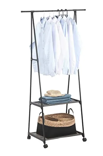 Westerholt Kleiderständer auf Rollen mit Ablage für Mäntel in Schwarz