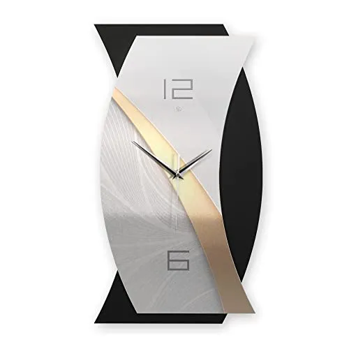 Kreative Feder 3D Designer-Wanduhr Schwarz in silber von Kreative Feder
