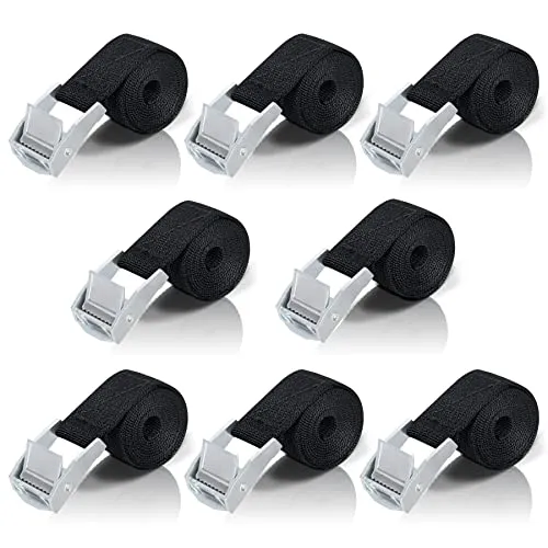 Spanngurte kurz mit Ratsche 1M - 8 Stück Spanngurt Fahrradträger, Schwarz Kurze Zurrgurte mit klemmschloss, Kleine Spanngurte, für Auto, Fahrrad, Sackkarre, Motorrad, Gepäck, Camping