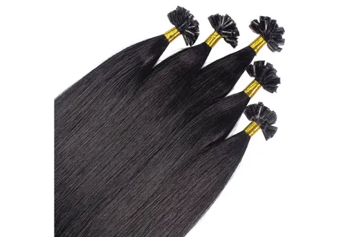 hair2heart Echthaar-Extension Premium Remy Bonding Extensions #2/0 Schwarz 50cm
