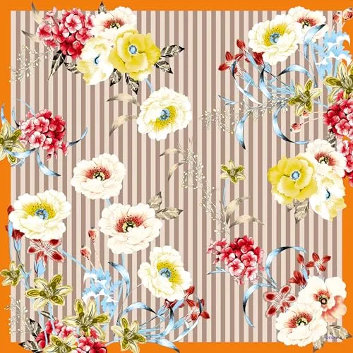 Roeckl Blossoming Stripes Nicki Tuch 53x53 – Multi Natural - Elegantes Seidentuch mit ansprechendem Streifenmuster, ideal für stilvolle Akzente im Alltag. Perfekt zur Ergänzung jedes Outfits.