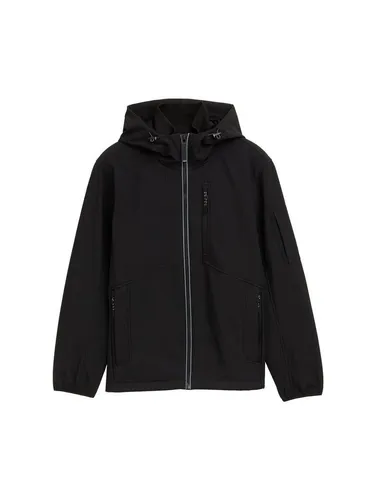 TOM TAILOR Softshelljacke für Herren, XXL, schwarz - Funktionsjacke mit Kapuze, ideal für wechselhaftes Wetter und gemütliche Abende im Freien. Pflegeleichtes Material und elastischer Bund sorgen für optimalen Tragekomfort.