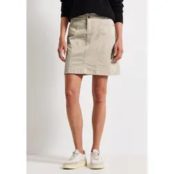 Minirock STREET ONE, Damen, Gr. 40, beige (malted beige), Web, 98% Baumwolle, 2% Elasthan, unifarben, normal kniefrei, Röcke Minirock, aus Baumwolle mit Stretchanteil