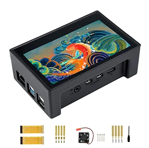 Waveshare 4.3 Zoll DSI LCD Display mit Hülle für Raspberry Pi 4B, 800×480 IPS Bildschirm Kapazitives Touch Display, Unterstützt Raspbian/Ubuntu/Kali/Retropie / WIN10 IoT