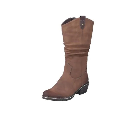 Rieker Damen Westernstiefel 93775 - Warm gefüttert und bequem - Wanderschuhe mit modischem Design, warmem Textilfutter und rutschfester Sohle für perfekten Halt im Winter. Ideal für stilbewusste Damen, die Komfort und Eleganz suchen.