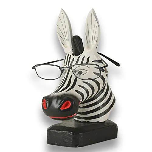 ART-CRAFT Brillenhalter brillenständer brillenablage Zebra aus Holz handgeschnitzt und handbemalt 20cm