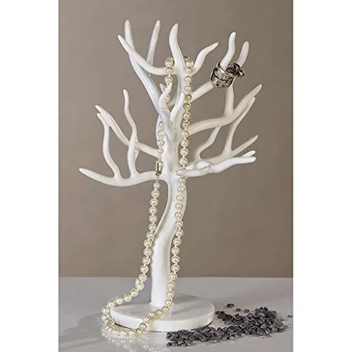 Schmuckbaum Schmuckständer – dekorativer Schmuckhalter - Eleganter Schmuckbaum aus Poly, perfekt als Skulptur und Kettenständer. Mit samtiger Unterseite zum Schutz der Abstellfläche, Maße: ca. 23 x 18 x 31 cm.