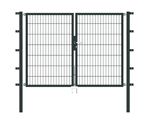 Doppeltor ALBERTS Flexo 200 x 140 cm Typ 6/5/6 - Gartenzäune - Robustes Metalltor in stilvollem Anthrazit, ideal für sichere und elegante Eingänge.