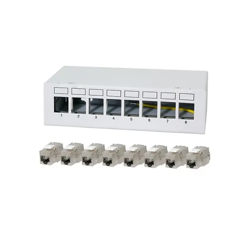 LogiLink Patch Panel 8 Port mit Cat.6A Keystone Modulen - Server Zubehör mit 8 Cat.6A Keystone Modulen für hohe Übertragungsraten und optimale Netzwerkleistung.