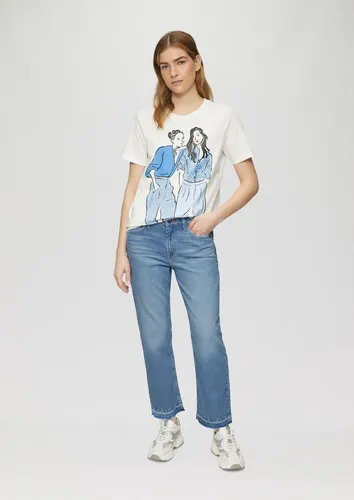 s.Oliver Cropped Jeans - Regular Fit, Mid Rise, Straight Leg mit Saumdetails - Stylische Jeans in Regular Fit mit mittelhohem Bund und 5-Pocket-Design, ideal für den lässigen Look und bequem durch den Baumwollmix.