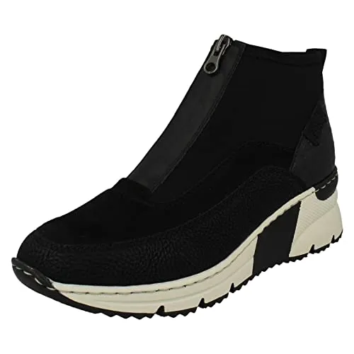 N6352 schwarz - Damen-Sneaker in Größe 38, flacher Absatz und bequemes Synthetik-Material