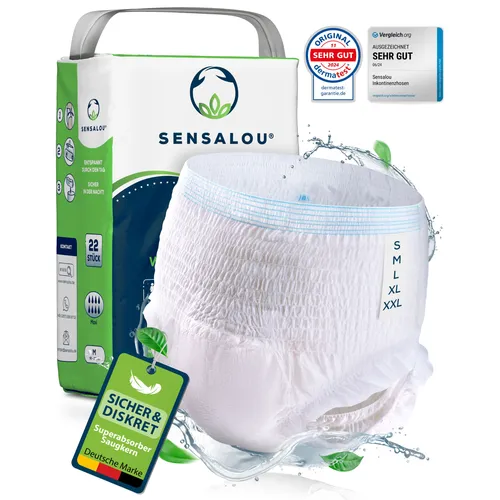 Sensalou Inkontinenz-Windel-Höschen XXL - 88 Stück für Erwachsene - Inkontinenzeinlagen für Damen und Herren, super saugfähig und diskret. Ideal bei starker Blasenschwäche, mit sicherem Auslaufschutz für Tag und Nacht.
