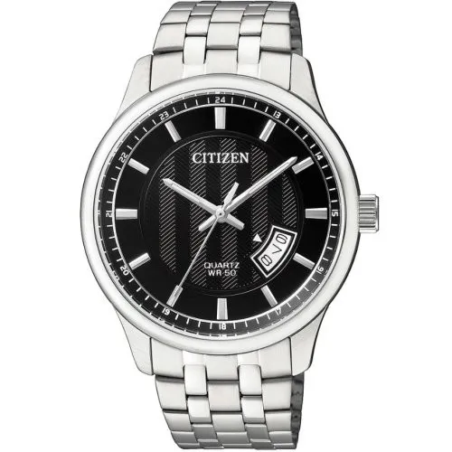 Citizen Herrenarmbanduhr Quartz BI1050-81E, Edelstahl, Schwarz