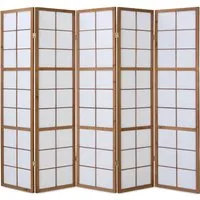 Homestyle4u 5-tlg. Paravent Shoji in Braun 220x175 cm in braun von Homestyle4u