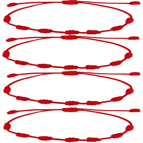 Produktbild cotigo Armband mit 7 Knoten aus rotem Garn, Kabbalah mit Kordelzug für Glück, Freundschaft, Tibetanisch und Amulett, verstellbar, Schutz vor bösen Augen, für Paare, Männer und Frauen