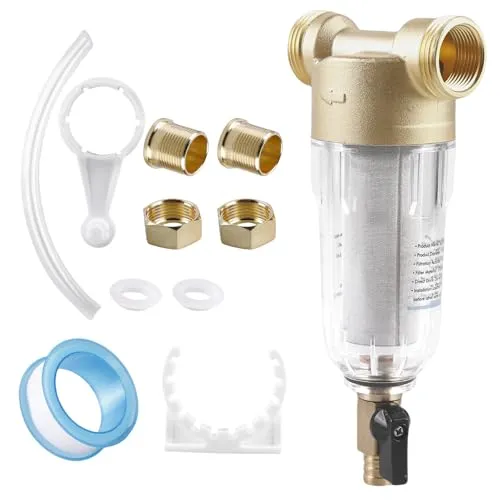 GOEDCH Wasserfilter Wiederverwendbare Spin Down Sediment Wasserfilter: 3/4 Zoll Brunnenwasserschlauch-Sedimentfilter, Kupfer-Vorfilter, Wasserhahn Ersatzfilter, Water Filter für Brunnenwasserschlauch
